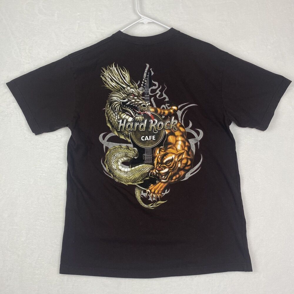 Vintage Hard Rock Cafe Athens Graphic Shirt Adult Large Brown Short Sleeve Rare
